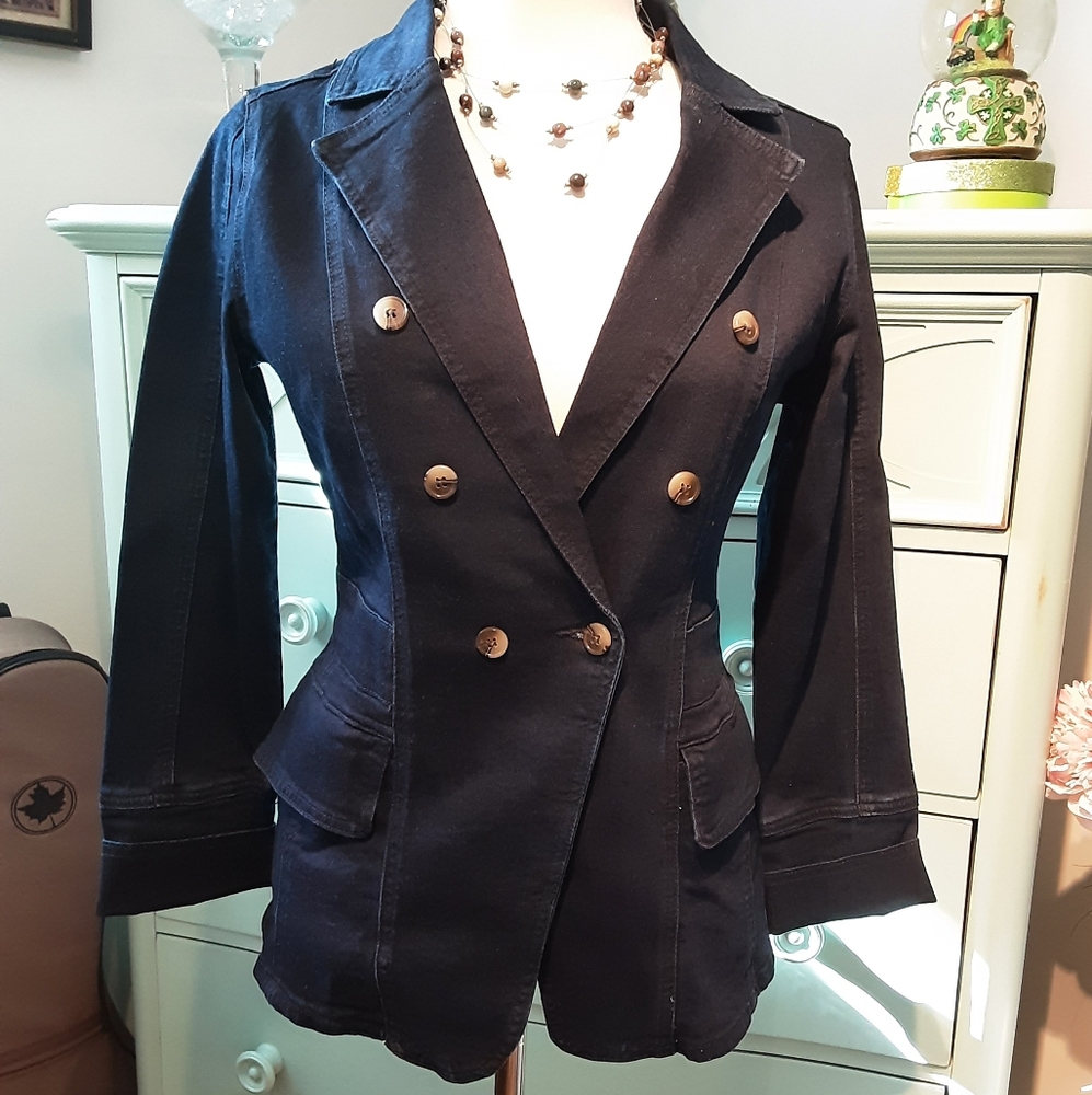 Women's Navy Double-Breasted Jacket